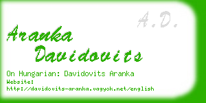aranka davidovits business card